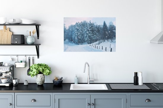Poster Forêt - Neige - Hiver - 90x60 cm - Décorations de Noël - Décoration de Noël pour l'intérieur - Noël