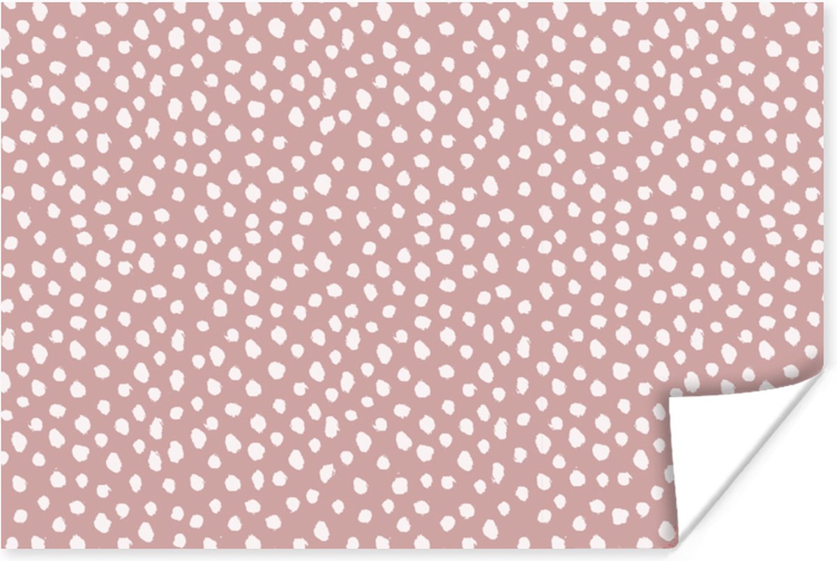 Poster Roze - Stippen - Wit - Patronen - 30x20 cm
