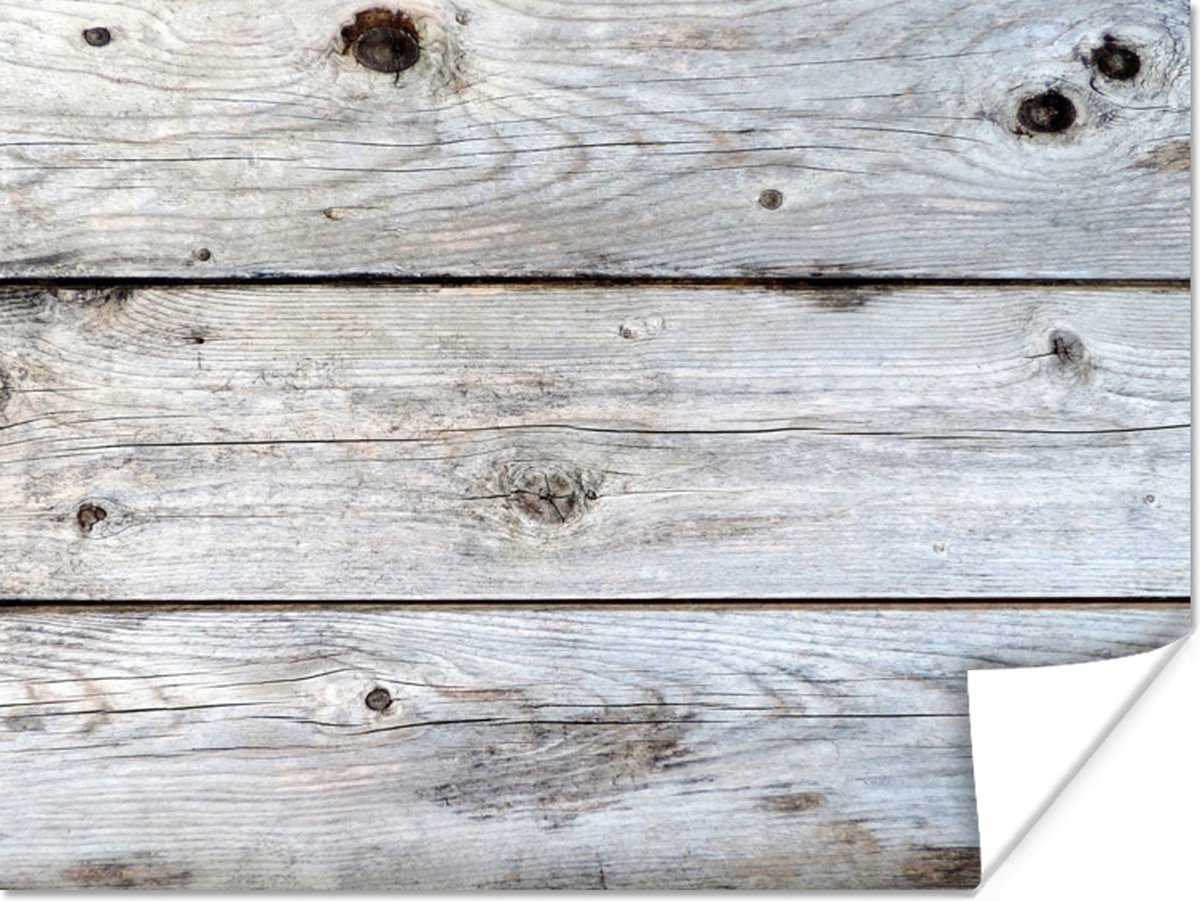 Poster Wit - Hout - Planken - 80x60 cm