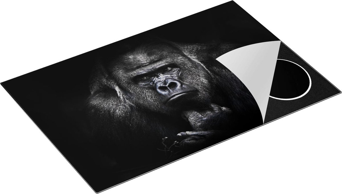 Chefcare Inductie Beschermer Gorilla - Zwart Wit - 81,2x52 cm - Afdekplaat Inductie - Kookplaat Beschermer - Inductie Mat