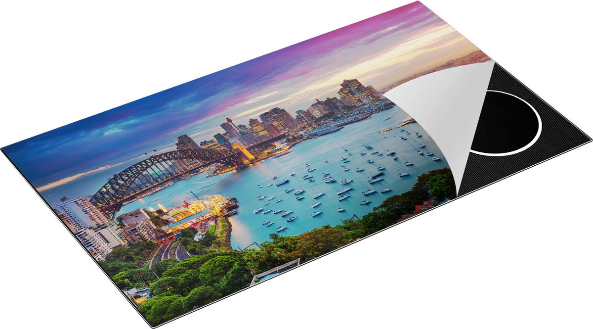 Chefcare Inductie Beschermer Sydney Harbour Bridge in de Avond - 91,2x52 cm - Afdekplaat Inductie - Kookplaat Beschermer - Inductie Mat