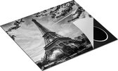 Chefcare Inductie Beschermer Eiffeltoren in Parijs tijdens Zonsondergang - Zwart Wit - 60x52 cm - Afdekplaat Inductie - Kookplaat Beschermer - Inductie Mat