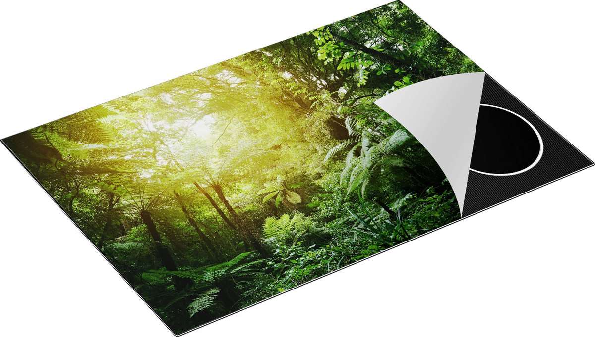 Chefcare Inductie Beschermer Tropische Jungle met Zonneschijn - 75x55 cm - Afdekplaat Inductie - Kookplaat Beschermer - Inductie Mat