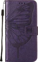 Mobigear Telefoonhoesje geschikt voor Sony Xperia 10 IV Hoesje | Mobigear Butterfly Bookcase Portemonnee | Pasjeshouder voor 2 Pasjes | Telefoonhoesje voor Pinpas / OV Kaart / Rijbewijs - Paars