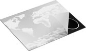Chefcare Inductie Beschermer Wereldkaart Gemaakt van Wolken - Zwart Wit - 65x52 cm - Afdekplaat Inductie - Kookplaat Beschermer - Inductie Mat