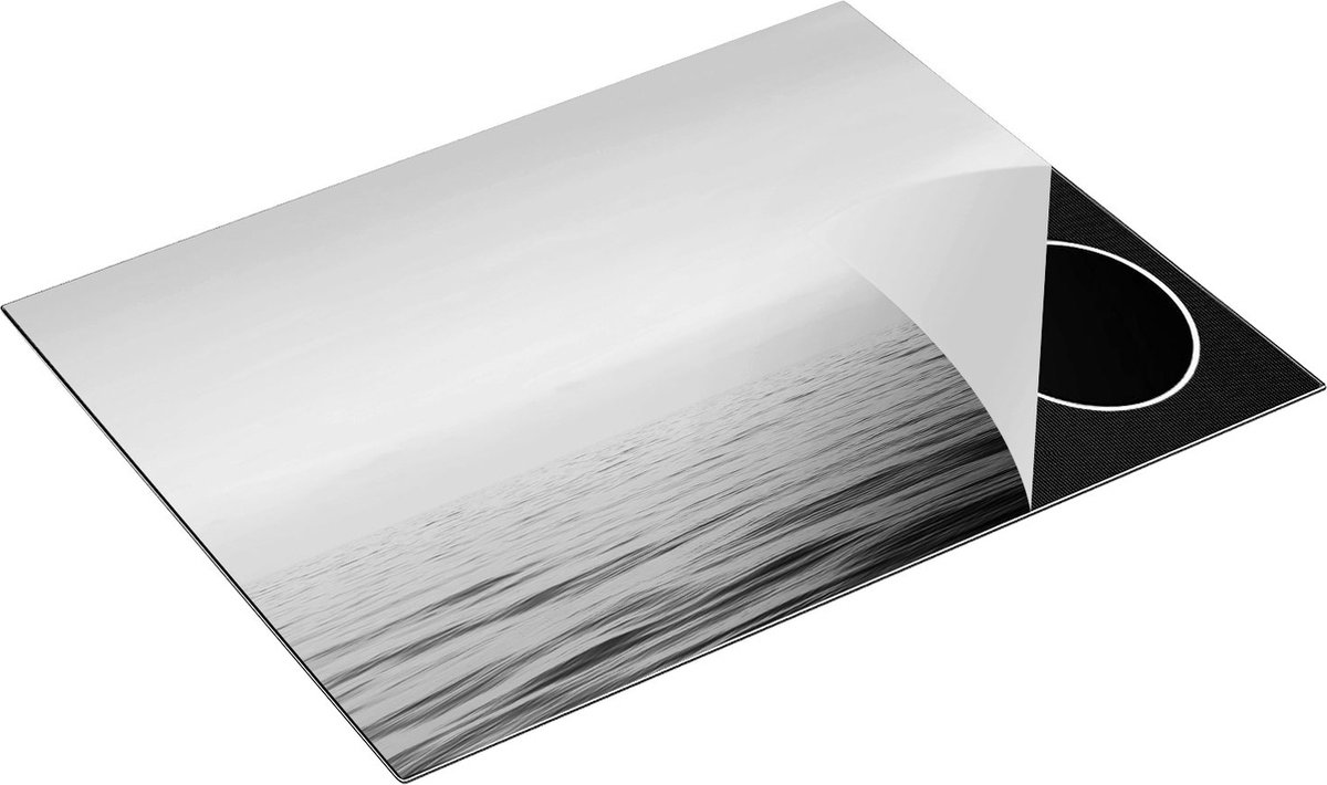 Chefcare Inductie Beschermer Zee met een Blauw Hemel Achtergrond - Zwart Wit - 77x59 cm - Afdekplaat Inductie - Kookplaat Beschermer - Inductie Mat