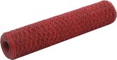 vidaXL - Kippengaas - 25x0,75 - m - staal - met - PVC - coating - rood