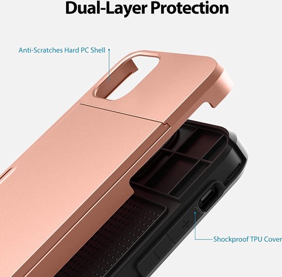 Coque arrière adaptée pour Apple iPhone 13 Pro - Rose - Hard PC - Porte-cartes