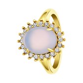Lucardi Dames vintage ring met bloem opaal – Maat 57 – 18mm - Ring - Cadeau - Moederdag - Staal goldplated - Goudkleurig
