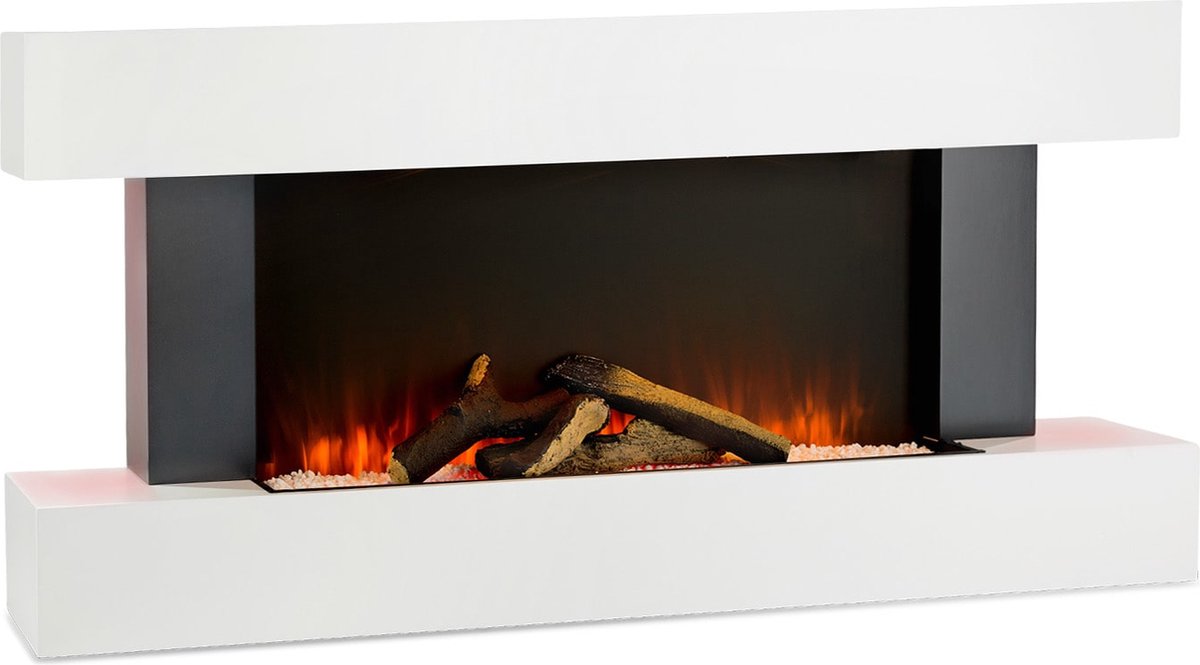 Klarstein Studio Light & Fire 1 Smart - Sfeerhaard elektrisch - Elektrische kachel met led vlammen - Bedienbaar met app - 2000 W - Haard met afstandsbediening en timer - Vrijstaand - Wit