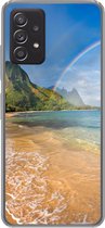 Geschikt voor Samsung Galaxy A33 5G hoesje - Een mooie regenboog bij Tunnels Beach op Hawaii - Siliconen Telefoonhoesje