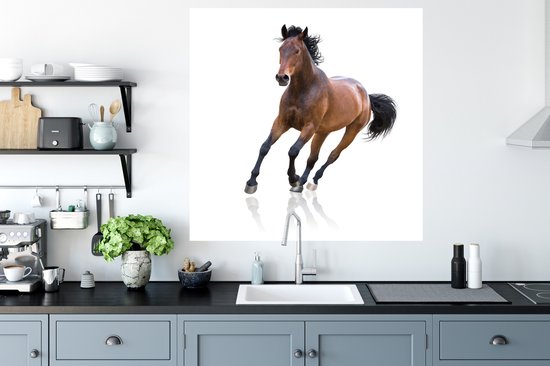 Muurstickers - Sticker Folie - Paard - Bruin - Wit - 100x100 cm - Plakfolie - Muurstickers Kinderkamer - Zelfklevend Behang XXL - Zelfklevend behangpapier - Stickerfolie
