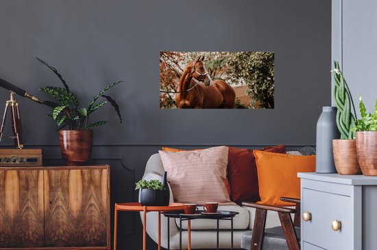Muurstickers - Sticker Folie - Paard - Boom - Halster - 80x40 cm - Plakfolie - Muurstickers Kinderkamer - Zelfklevend Behang - Zelfklevend behangpapier - Stickerfolie