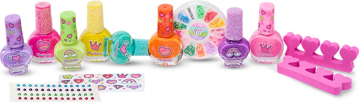 Martinelia Mega Nail Art Set – Glitzer-Nagellacke Für Kinder, 8 Farben + Sticker