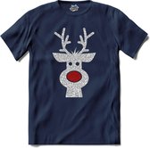 Kerst rendier buddy glitter - T-Shirt - Dames - Navy Blue - Maat XXL