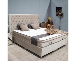 Boxspring met opbergruimte - 160x200 cm - opberg bed Country - velvet beige - AANBIEDING