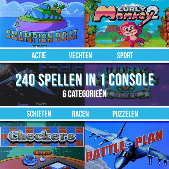 Silvergear Mini Console de jeu d'arcade rétro - Jaune - Écran 2,8 pouces - 240 jeux