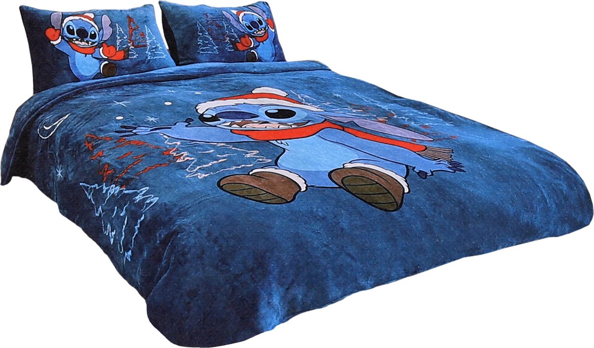 Stitch Disney - Parure de lit en polaire de Noël, 230x220 cm, OEKO