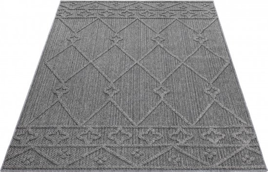 TAPIS TENEDO INDOOR & OUTDOOR GRIS À CARREAUX