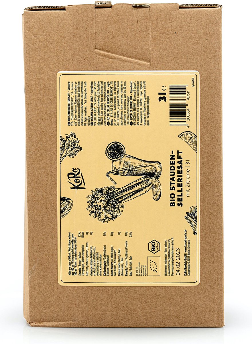 KoRo | Bio selderijsap met citroen Bag-in-Box 3 L