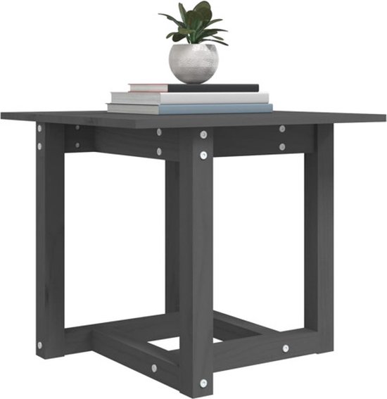 vidaXL Salontafel 50x50x45 cm en pin massif gris - Table basse - Tables basses - Table - Table d'appoint