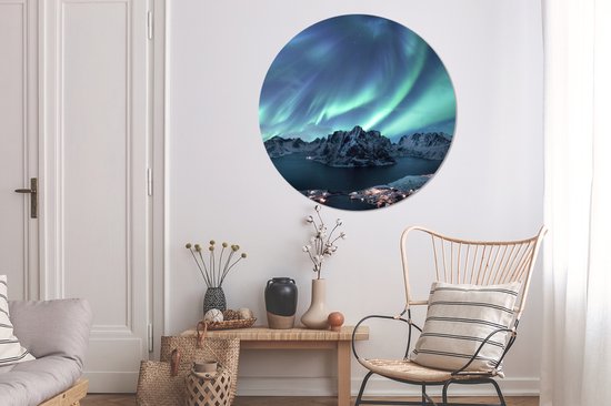 Wall Circle - Wall Circle - Aurores boréales - Vert - Mer - Aluminium - ⌀ 120 cm - Intérieur et Extérieur XXL