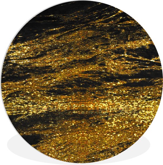 Cercle mural - Plastique - Marbre - Or - Zwart - Glitter - ⌀ 90 cm