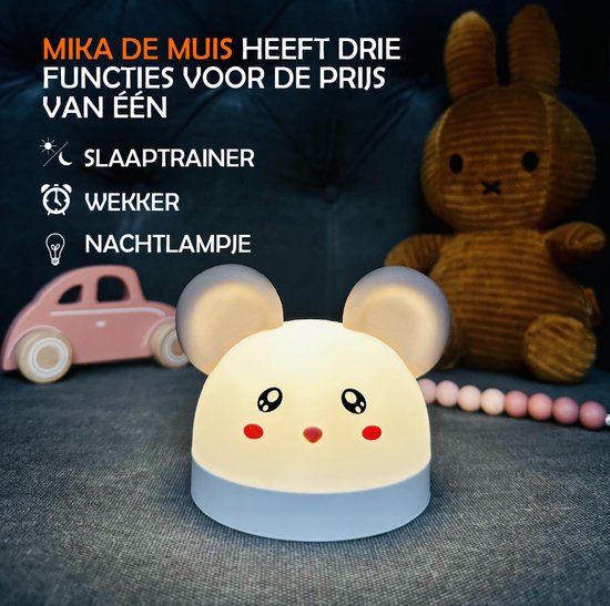 Mika de Muis - Slaaptrainer - Wake up light kinderen - Nachtlampje - Kinderklok - Wekker kinderen - Met instructievideo - LunaVida