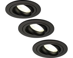 Ledvion - 3X LED Inbouwspot Tokyo - Zwart - Dimbaar - 3W - 4000K - Ø92 mm