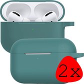 Case Geschikt voor AirPods Pro 2 Hoesje Siliconen Hoes Cover - Hoes Geschikt voor Apple AirPods Pro 2 Case Siliconen - Donkergroen - 2 Stuks