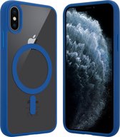 ShieldCase geschikt voor Apple iPhone X/Xs Magneet hoesje transparant gekleurde rand - blauw - Shockproof backcover hoesje - Hardcase hoesje - Siliconen hard case hoesje met Magneet ondersteuning