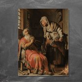 Wanddecoratie / Schilderij / Poster / Doek / Schilderstuk / Muurdecoratie / Fotokunst / Tafereel Tobit en Anna met het bokje - Rembrandt van Rijn gedrukt op Forex