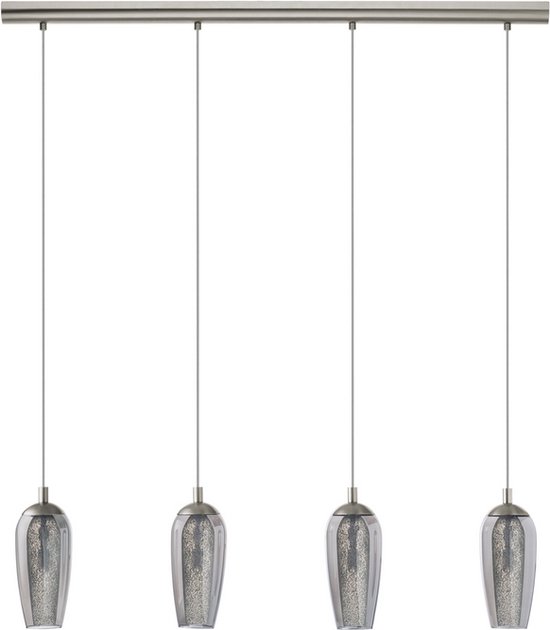 EGLO Farsala hangende plafondverlichting Flexibele montage Zwart, Gesatineerd staal, Transparant G9 A,A+,A++,B,C,D,E