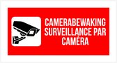 Pictogram/ bord | "Camerabewaking/ Surveillance par caméra" | 30 x 15 cm | Beveiliging | Dieven afschrikken | Afvalcontainer | Bewaking | CCTV | Anti-inbraak | Franstalig | Tweetalig | NL/ FR | Kliko | Dikte: 1 mm | 1 stuk