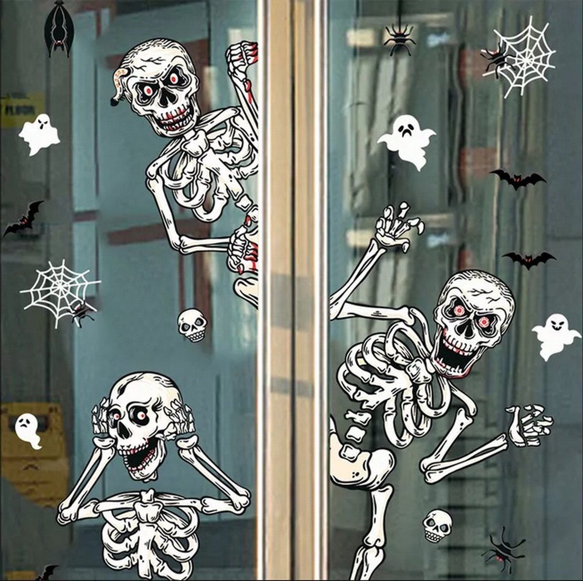 Stickers Déco Halloween Effrayants - Fantôme Et Taches De Sang Pour Fenêtres, Murs, Vitres (lot De 5)