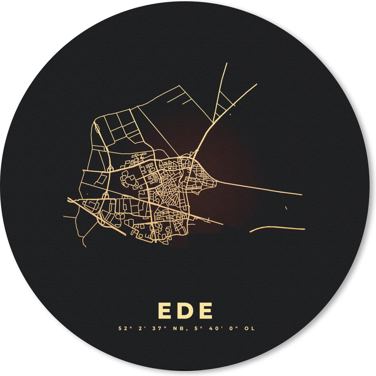Muismat - Mousepad - Rond - Ede - Stadskaart - Kaart - Plattegrond - 50x50 cm - Ronde muismat