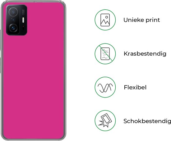 Convient pour coque Xiaomi 11T Pro - Fuchsia - Néon - Couleurs - Coque de téléphone en Siliconen
