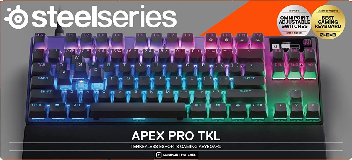 Steelseries APEX PRO TKL, Mini, USB, Clavier mécanique, QWERTY, LED RGB,  Gris