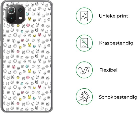 Xiaomi Mi 11 Lite - Fille - Chat - Animaux domestiques - Motifs - Fille - Kids - Enfants - Coque de téléphone en Siliconen