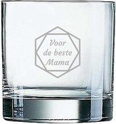 Gegraveerde Whiskeyglas 38cl voor de beste Mama in hexagon
