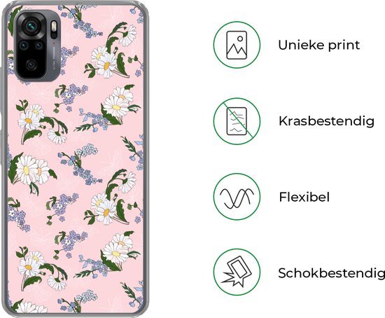 Coque Xiaomi Redmi Note 10 Pro - Motifs - Forget me nots - Fleurs - Fille - Kids - Enfants - Coque de téléphone en Siliconen