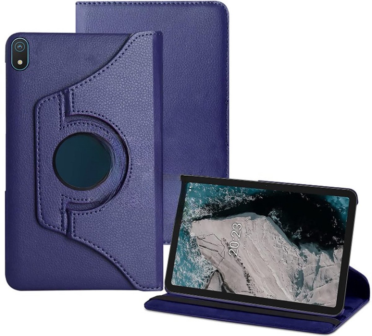 Tablethoes Geschikt voor Nokia T20 - Multi Stand Case - 360 draaibaar - Tablethoesje - Donkerblauw - ZT Accessoires