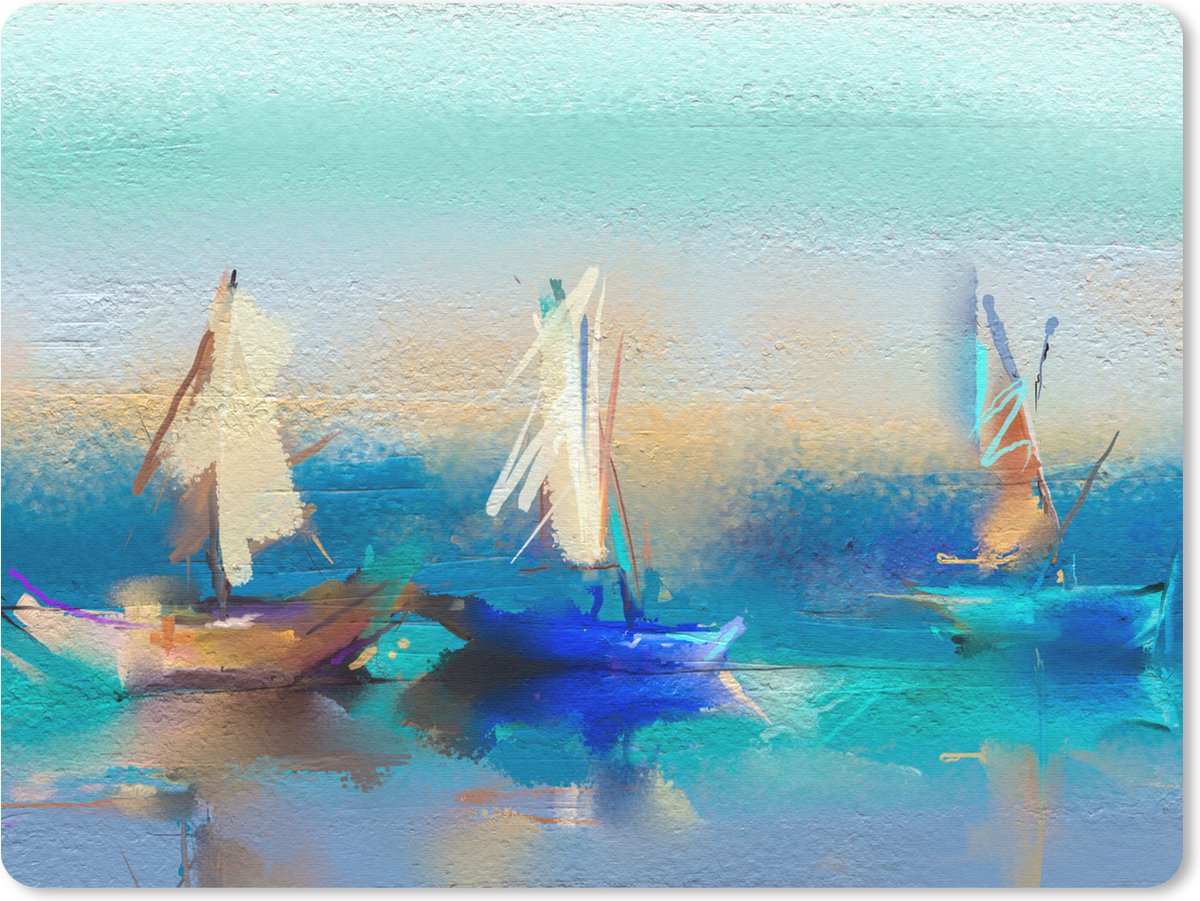 Muismat - Mousepad - Schilderij - Olieverf - Boot - Abstract - 23x19 cm - Muismatten