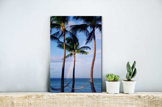 Canvas Schilderij Palmbomen in Hawaii van dichtbij - 20x30 cm - Wanddecoratie - OneMillionCanvasses