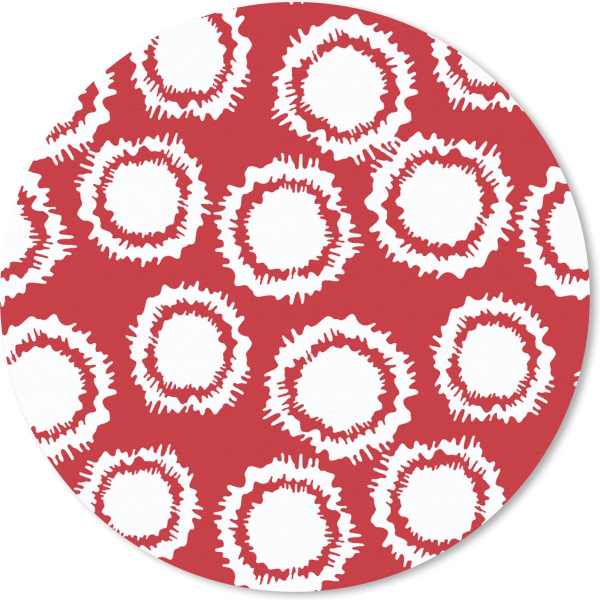 Muismat rond 20x20 cm - Mousepad Stippen - Rood - Patroon - Ronde muismatten