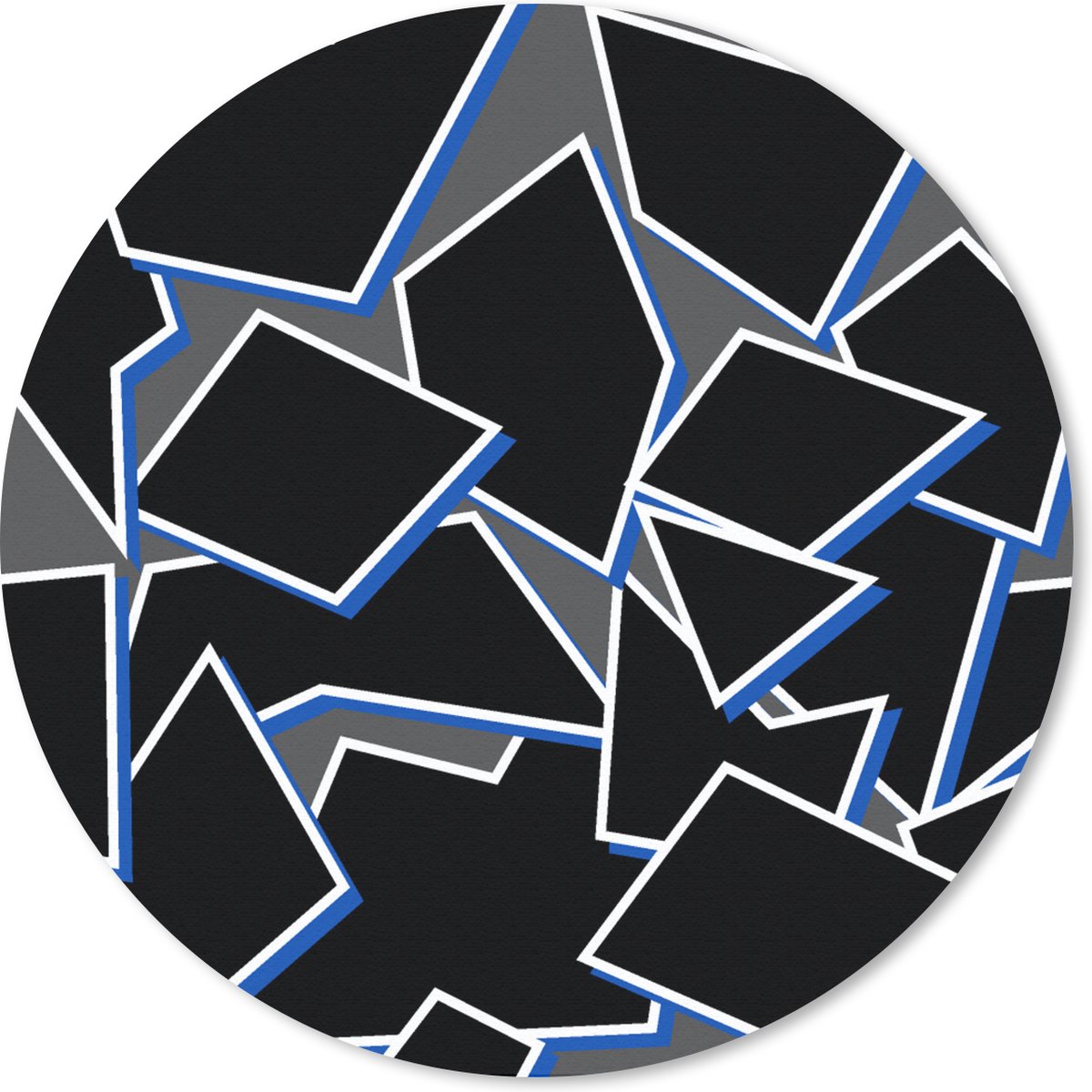 Muismat rond 40x40 cm - Mousepad Vormen - Geometrie - Zwart - Design - Ronde muismatten