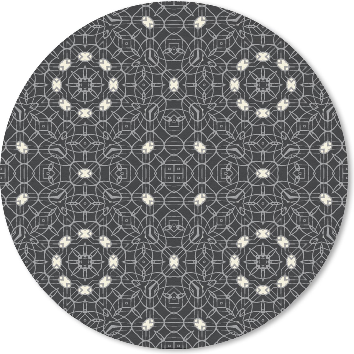 Muismat rond 30x30 cm - Mousepad Patronen - Zwart Wit - Ornament - Ronde muismatten