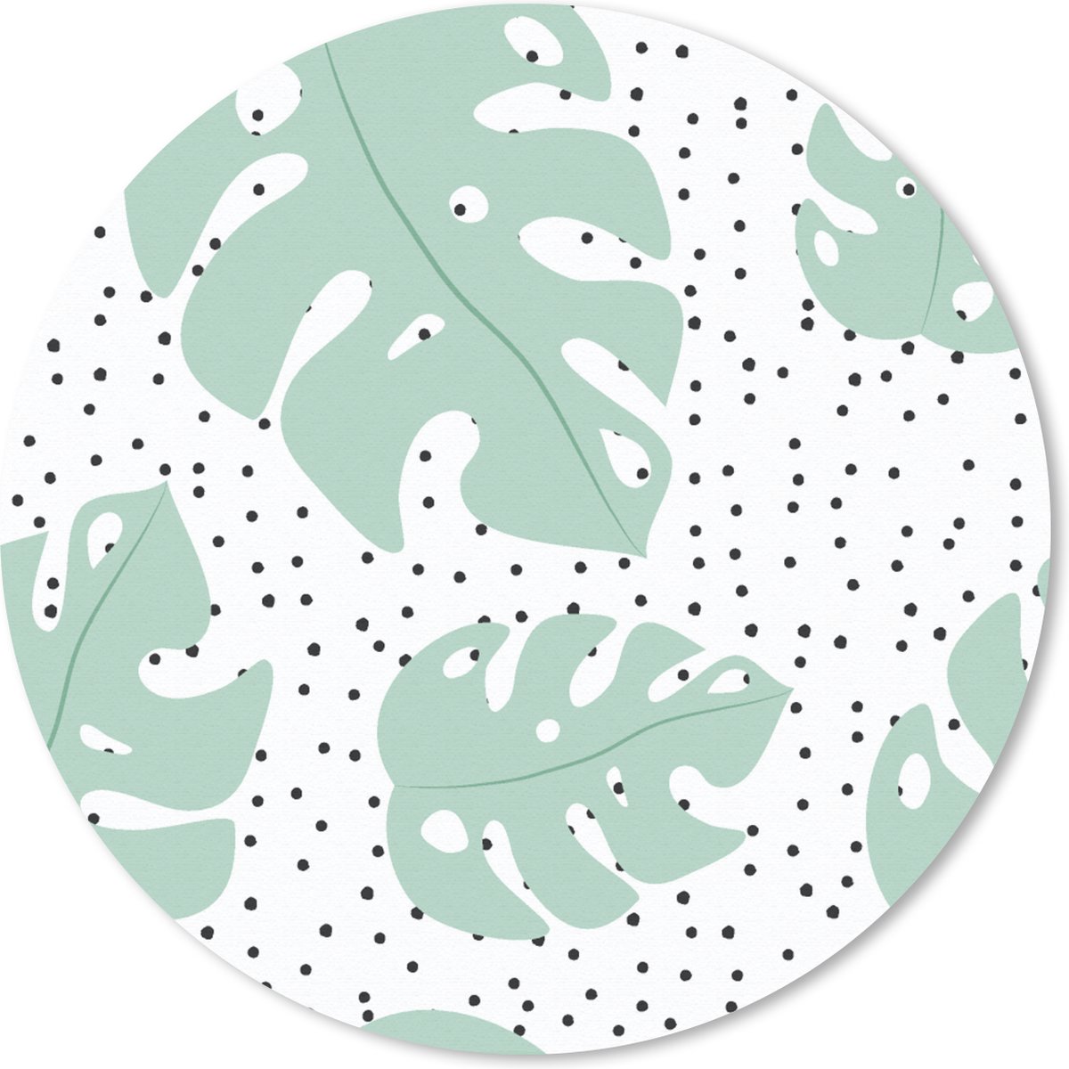 Muismat rond 50x50 cm - Mousepad Stippen - Monstera - Patronen - Ronde muismatten