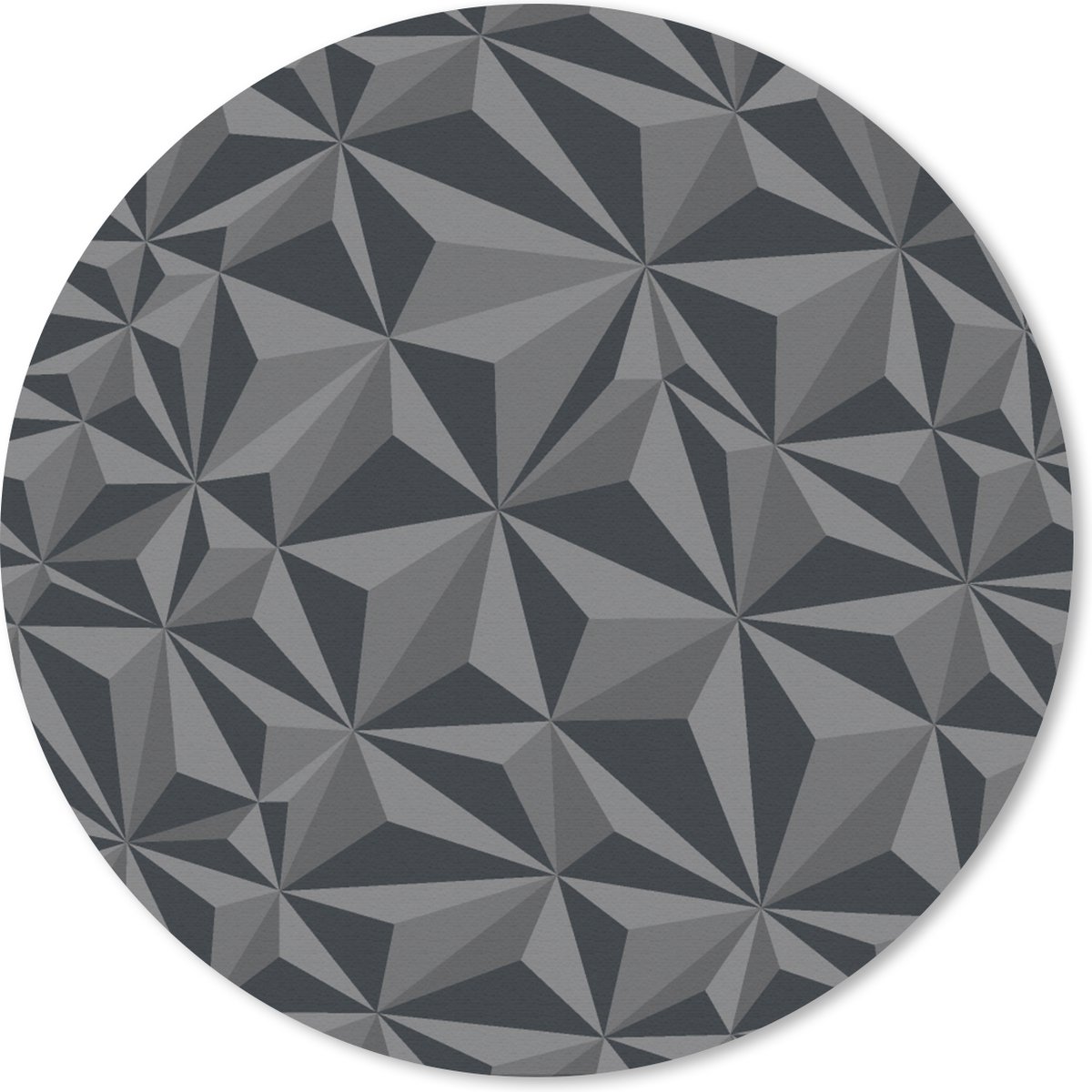 Muismat rond 40x40 cm - Mousepad Geometrie - Grijs - 3D - Patronen - Ronde muismatten