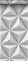 Origin Wallcoverings eco-texture vliesbehang grafisch 3D motief lichtgrijs - 347815 - 0,53 x 10,05 m